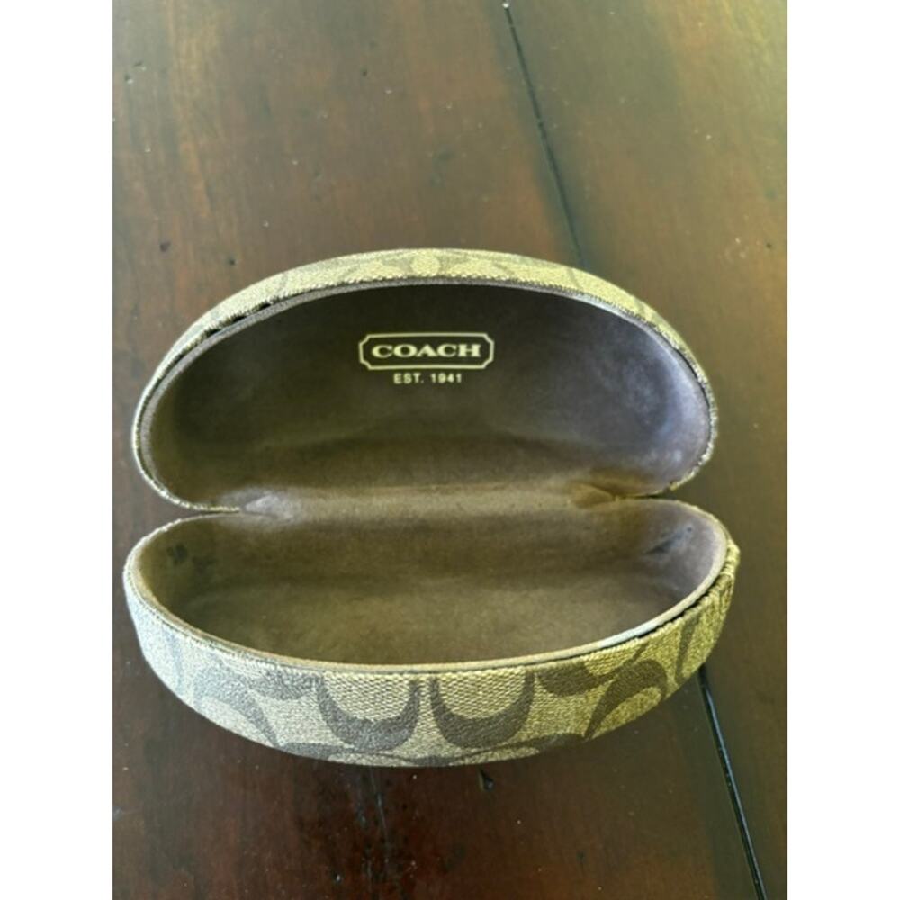 Coach Signature Eyeglass Case‎ Brown Khaki Hard Shell Glasses Case